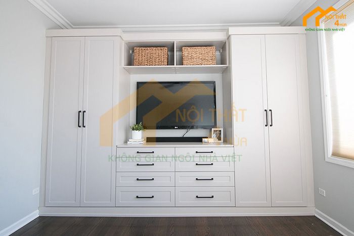 Tủ quần áo kết hợp kệ tivi gỗ công nghiệp