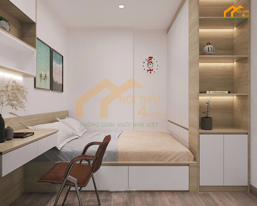 Mẫu tủ quần áo liền giường cao cấp