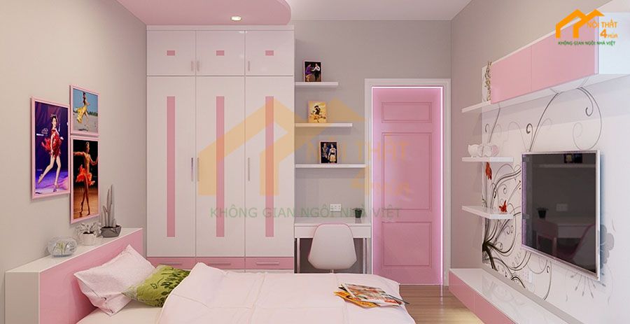 Mẫu tủ áo màu hồng đẹp và đa năng
