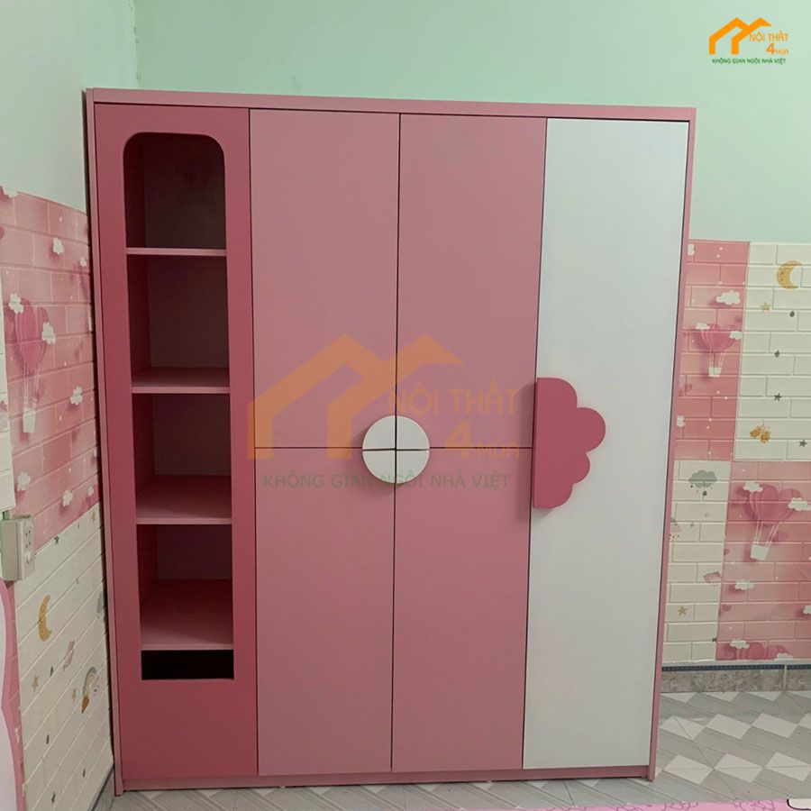 Mẫu tủ áo màu hồng đẹp dành cho bé gái