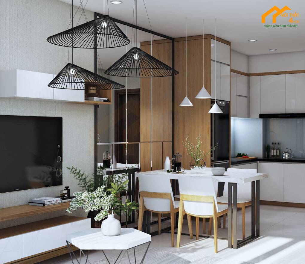 Nội thất căn hộ chung cư 50m2 2 phòng ngủ