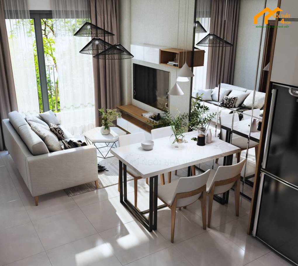 Nội thất căn hộ chung cư 50m2 2 phòng ngủ