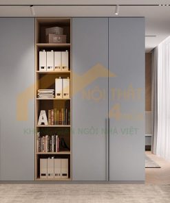 Mẫu tủ quần áo màu xám ghi