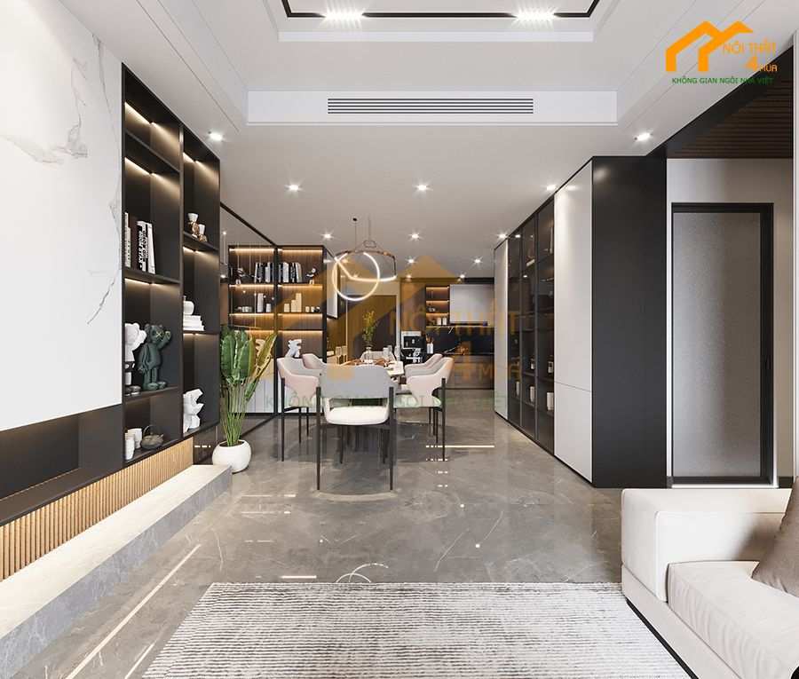 Mẫu thiết kế căn hộ chung cư 110m2 hiện đại