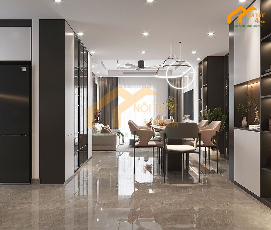 Mẫu thiết kế căn hộ chung cư 110m2 hiện đại