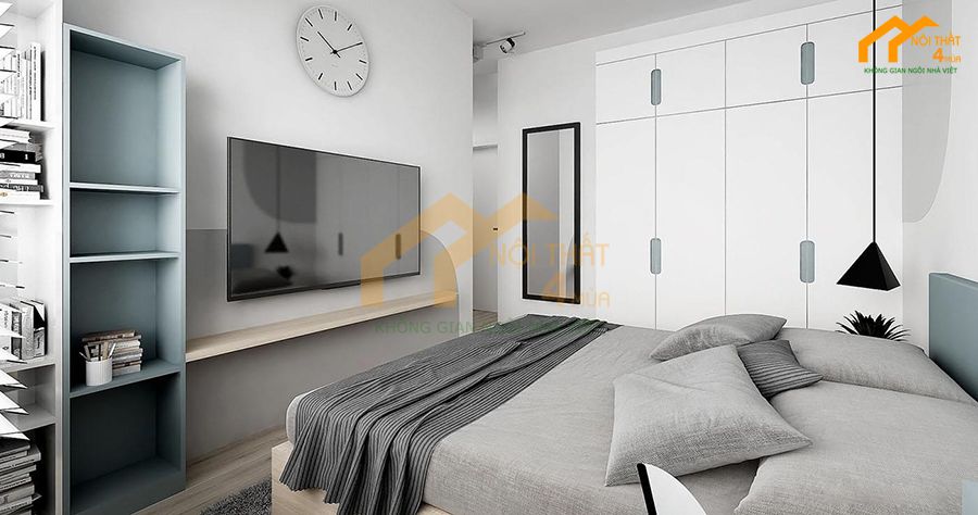 Mẫu nội thất căn hộ chung cư 110m2 2 phòng ngủ