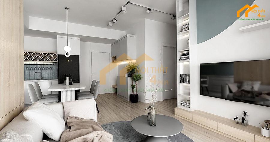 Mẫu nội thất căn hộ chung cư 110m2 2 phòng ngủ