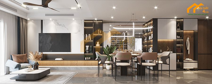 Mẫu thiết kế căn hộ chung cư 110m2 hiện đại