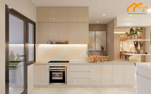 Mẫu tủ bếp Acrylic đẹp hiện đại