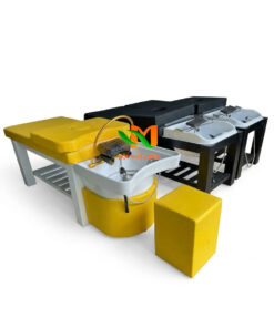 Giường gội dưỡng sinh bồn sứ chân gỗ nệm màu vàng