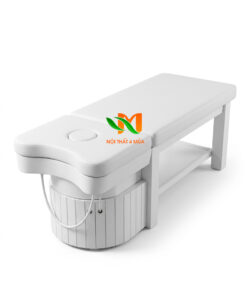 Giường gội đầu bồn sứ chân gỗ màu trắng