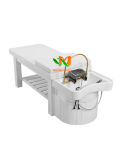 Giường dưỡng sinh bồn sứ chân gỗ nệm màu trắng - GGDSS02