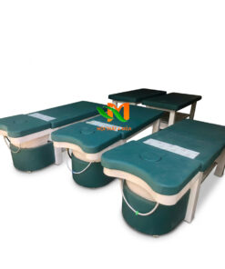 Giường gội đầu bồn nhựa chân gỗ màu xanh