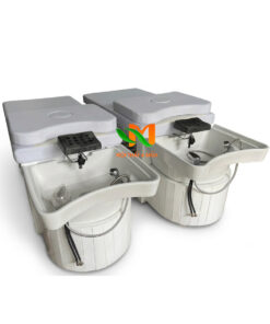 Giường gội đầu bồn sứ chân gỗ màu trắng