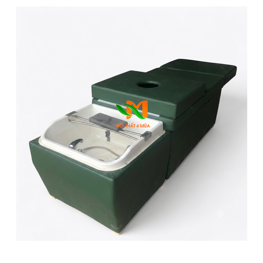 Giường gội đầu 2in1 bồn nhựa vuông – GGDV03 Giường gội đầu bồn vuông bằng nhựa màu xanh lá - GGDV03