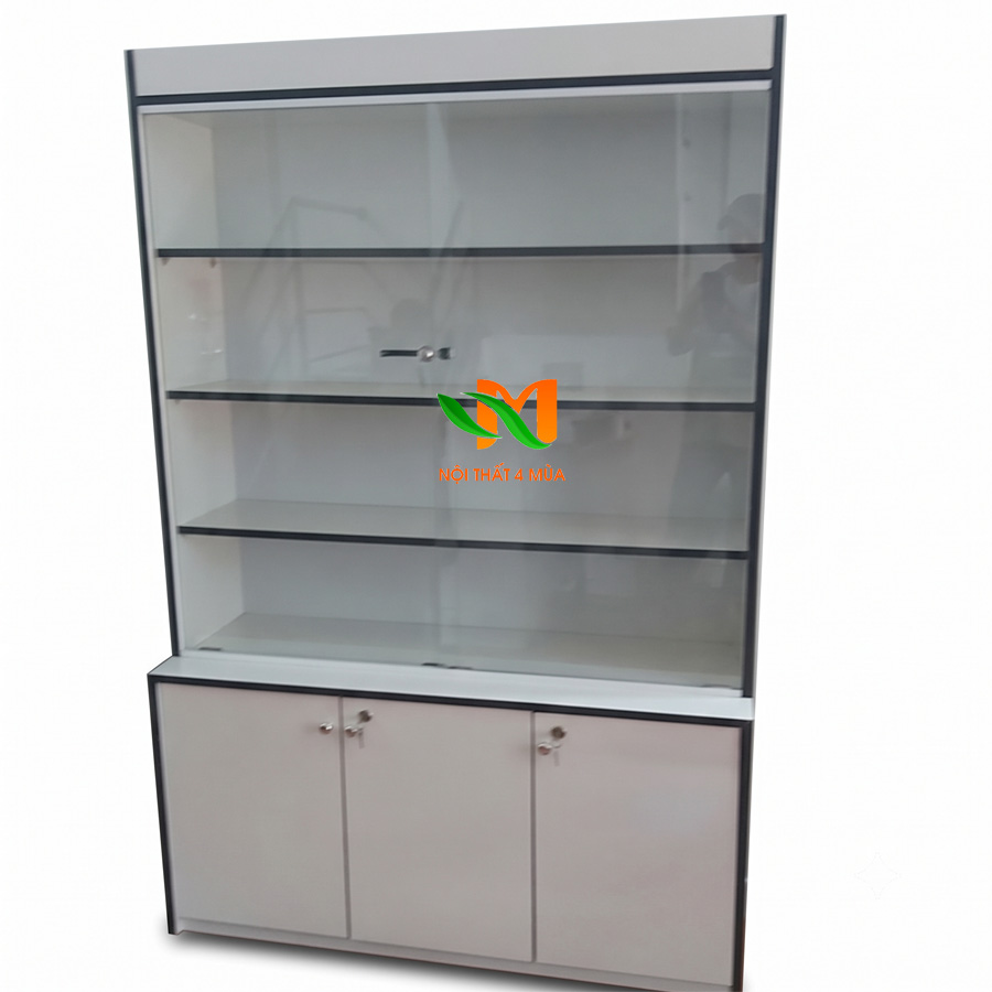 Kệ trưng bày mỹ phẩm cửa lùa – KTBMP07 Mẫu tủ trưng bày mỹ phẩm cửa lùa