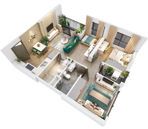 Chung cư 2 phòng ngủ