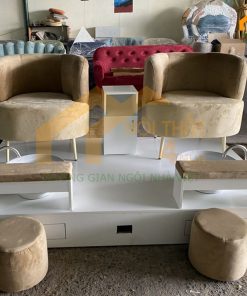 Mẫu ghế làm nail vải nhung đôi đẹp