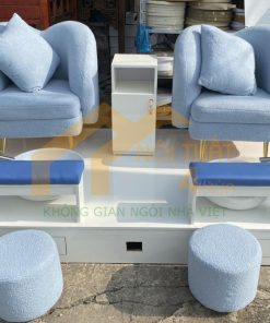 Mẫu ghế làm nail vải nhung đôi đơn giản đẹp