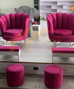 Mẫu ghế nail màu hồng đôi