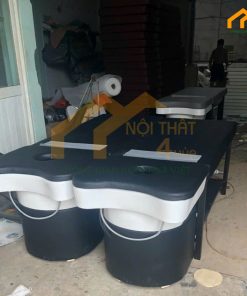 Giường dưỡng sinh bồn nhựa chân sắt màu đen - GGDSN02 4 giường dưỡng sinh bồn nhựa chân sắt nệm màu đen