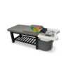 Giường gội bồn nhựa chân gỗ nệm màu xám - GGDN08 1 Giường gội bồn nhựa chân gỗ nệm màu xám tro