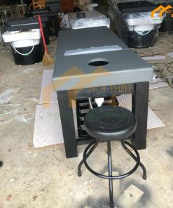 Giường gội bồn nhựa chân gỗ không bục màu xám - GGĐNKB01 4 Giường gội bồn nhựa chân gỗ không bụt