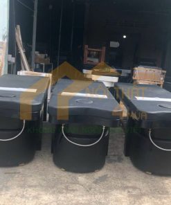 Giường gội bồn nhựa chân gỗ nệm màu đen