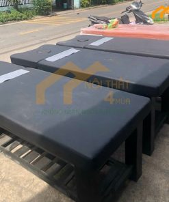 Giường gội bồn nhựa chân gỗ nệm màu đen