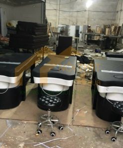 Giường dưỡng sinh bồn sứ chân gỗ nệm đen