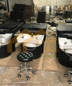 Giường dưỡng sinh bồn sứ chân gỗ nệm đen