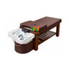 Giường gội bồn sứ chân gỗ nệm màu nâu - GGBS01 2 Giường gội đầu bồn sứ chân gỗ màu nâu