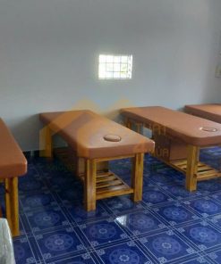 Giường spa gỗ thông màu cam đẹp