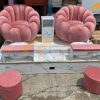 Bộ ghế Nail bọc vải nhung màu hồng - GLN12 1 Mẫu ghế nail vải nhung đôi đẹp