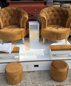 Mẫu ghế nail vải nhung tân cổ điển đẹp