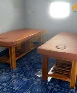 Giường spa gỗ thông màu cam đẹp
