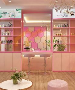 Mẫu tủ trưng bày mỹ phẩm spa