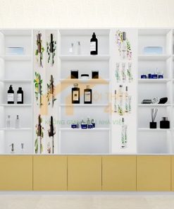 Mẫu tủ trưng bày mỹ phẩm bằng gỗ