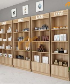 Mẫu tủ trưng bày mỹ phẩm bằng gỗ