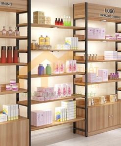 Mẫu tủ trưng bày mỹ phẩm khung sắt