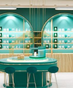 Mẫu tủ trưng bày mỹ phẩm có đèn