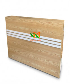 Quầy lễ tân vân gỗ 1m5 viền trắng hiện đại