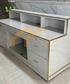Bàn lễ tân 2m2 vân phối giả đá hiện đại