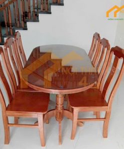 Mẫu bàn ăn hình bầu dục 6 ghế đẹp