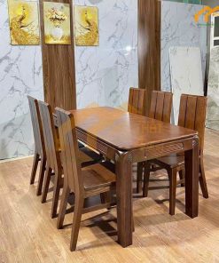 Mẫu bộ bàn ăn kiểu dáng hình chữ nhật 6 ghế hiện đại