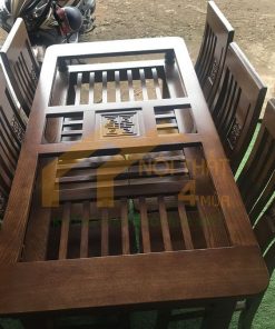 Mẫu bộ bàn ăn 6 ghế màu gỗ óc chó sang trọng