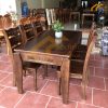 Mẫu bộ bàn ăn 6 ghế gỗ sồi màu óc chó sang trọng