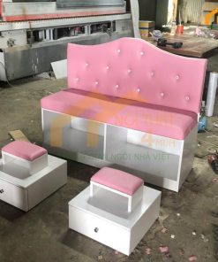 Mẫu bộ ghế làm nail không bồn màu hồng đẹp