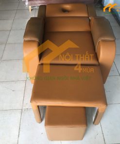Ghế foot có tựa lưng bọc da bằng cơ 3 nấc - GMF13 4 Ghế Massage chân bọc da màu cam đất - GMF13