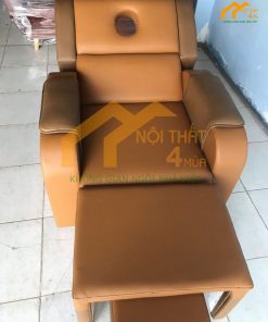 Ghế foot có tựa lưng bọc da bằng cơ 3 nấc - GMF13 5 Ghế Massage chân bọc da màu cam đất - GMF13